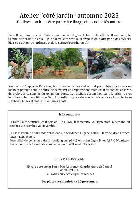 Affiche informative atelier hortithérapie