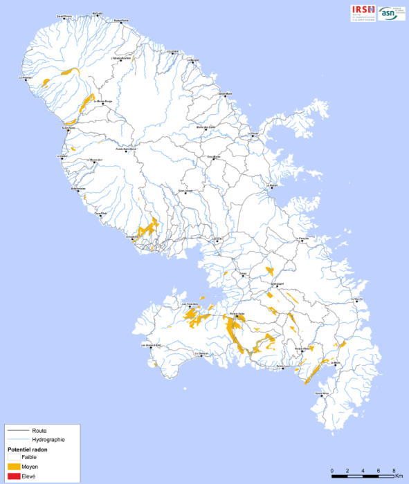 Carte Martinique radon
