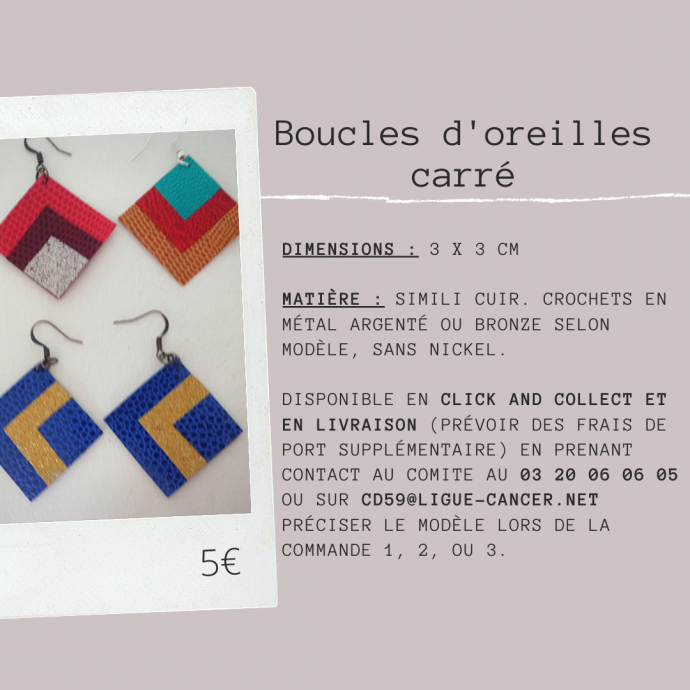 boucles d'oreilles carré